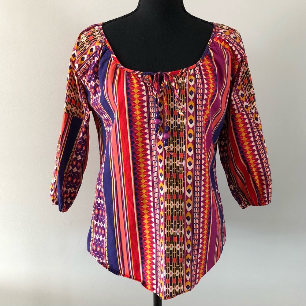 Women’s Tyler Boe Multi coloured scoop neck blouse top size 8
